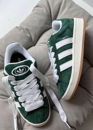 Кросівки кеди adidas campus 00 s dark green white молодёжные замшевые кроссовки кеды адидас кампус зелёные с белым2 фото