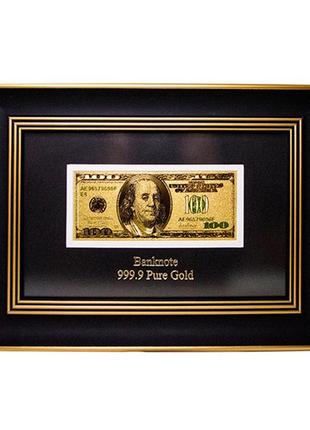 Сувенирное панно "банкнота 100 usd (доллар) сша" золото 33*23 см гранд презент гп60082