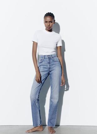 Джинси  прямого крою zara straight fit high waist