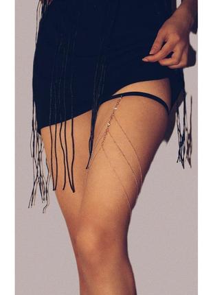 Цепочка гартер серебристый н6004 подвязка на ногу украшение на бедро сексуальный браслет2 фото