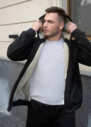 Теплий костюм на флісі з овчиною різні кольори на змійці блискавці чоловічий оверсайз...