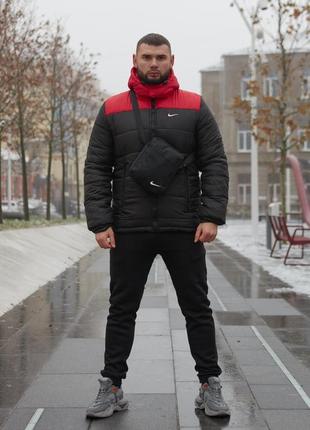 Комплект европейка красно-черная + штаны утепленные. борсетка и перчатки в подарок!1 фото