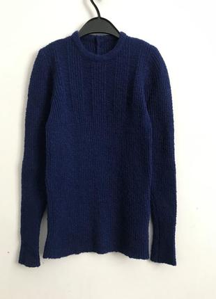 Шерстяной теплый свитер синего цвета1 фото