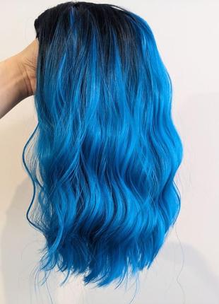 Перука для косплею синє волосся2 фото
