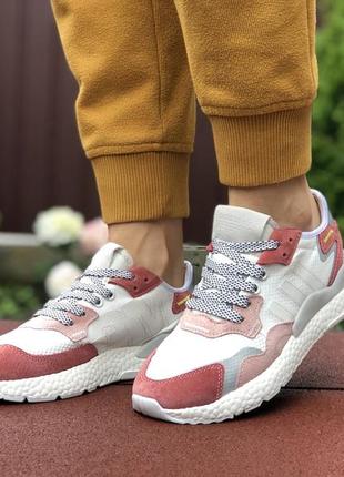 Шикарные женские кроссовки adidas nite jogger белые