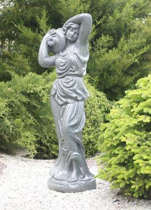Садова скульптура дама зі глечиком зелений граніт 84х23х29 см гранд презент сспг00884-2 зелений2 фото