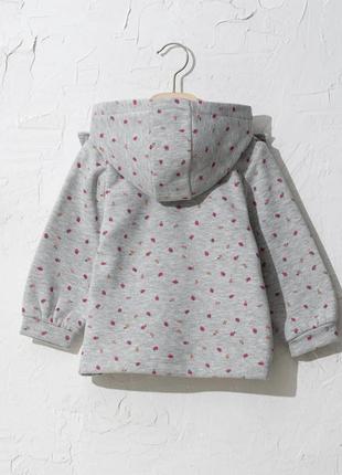 Толстовка для дівчинки на блискавці lc waikiki 4-5 р. сіра плотна тепла з рюшкою  светр  кофта  з капюшоном5 фото