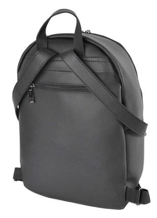 Лаконичный классический большой рюкзак женский черный матовый качественный вместительный из эко кожи2 фото