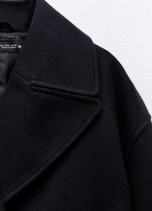 Двубортное мягкое черное пальто zara new3 фото