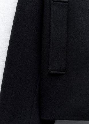 Двубортное мягкое черное пальто zara new5 фото