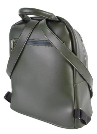 Большой вместительный качественный рюкзак женский темно зеленый удобный однотонный имеет много карманов3 фото