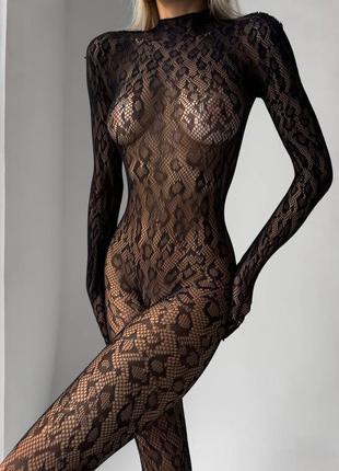Эротическое белье бодистокинг комбинезон с леопардовым принтом сетка боди боди-канг колготы эротический боди с животным принтом