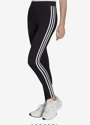 Adidas climalite s спортивные леггинсы лосины черные в белые 3 полоски оригинал