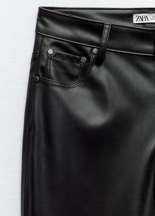 Прямые брюки брюки брюки из экокожи zara / кожаные брюки брючины с экоклиматпрямое8 фото