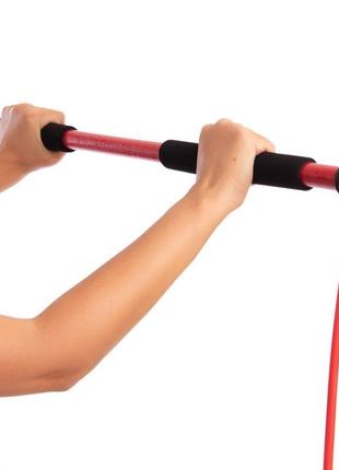 Палка гимнастическая бодибар для фитнеса с эспандерами body shaper stick 💣 1м черный красный