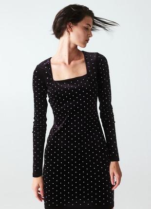 Коктельное платье, платье h&m, велюр, праздничное, размер s, m