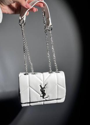 Сумка yves saint laurent puff mini white/silver3 фото