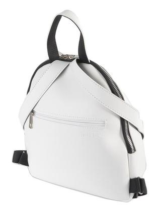 Модный современный вместительный рюкзак женский белый из высококачественного кожзаменителя с легким бликом2 фото