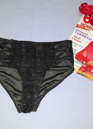 Низ від купальника жіночі плавки розмір 44/10 чорний бікіні хакі прорізи високі