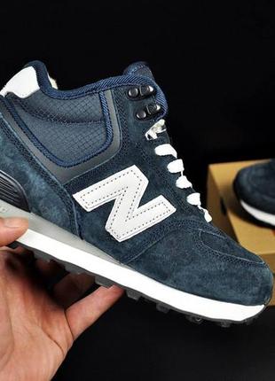 Кросівки жіночі new balance 574 high blue & white winter1 фото