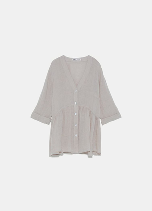 Льняная блузка zara buttoned linen blouse1 фото