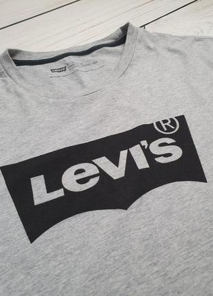 Мужская серая коттоновая футболка levis оригинал / левис / левайс5 фото