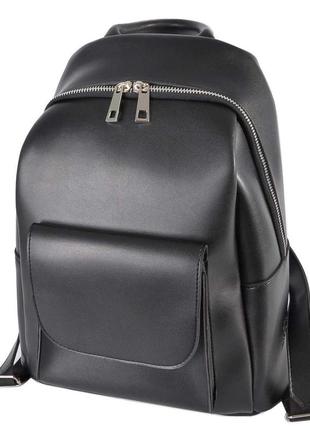 Большой вместительный качественный рюкзак женский черный удобный однотонный имеет много карманов4 фото