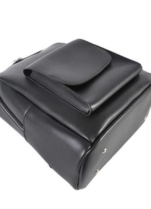 Большой вместительный качественный рюкзак женский черный удобный однотонный имеет много карманов7 фото
