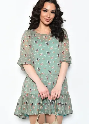 Платье женское шифоновое оливкового цвета walini