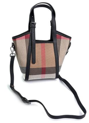 Женская сумка натуральная кожа с элементами текстиля3 фото