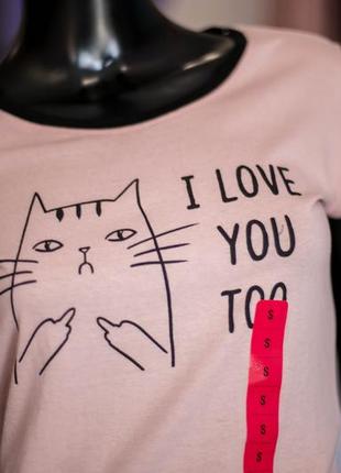 Мила бавовняна футболка з кішкою3 фото