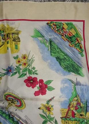 Коллекционный винтажный шелковый сувенирный платок города страны швейцария+подарок5 фото