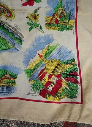 Коллекционный винтажный шелковый сувенирный платок города страны швейцария+подарок6 фото