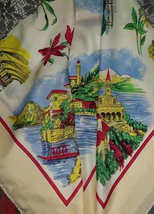 Коллекционный винтажный шелковый сувенирный платок города страны швейцария+подарок2 фото