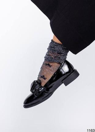 Шкіряні лакові жіночі туфлі лофери з натуральної шкіри3 фото