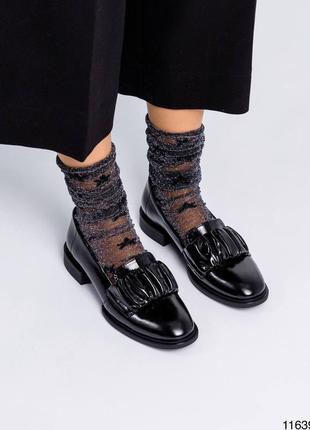 Кожаные лаковые женские туфли лоферы из натуральной кожи2 фото