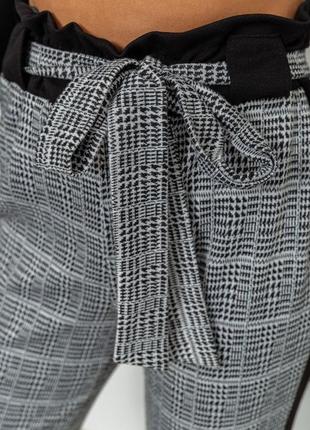 Жіночі укорочені штани, в клітинку з лампасами, колір сірий, 172r9314-15 фото