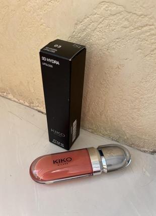 Блеск для губ kiko milan 3d hydra lipgloss 03 pearly apricot с трехмерным эффектом