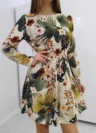 Красиве квіткове плаття з птахами h&m