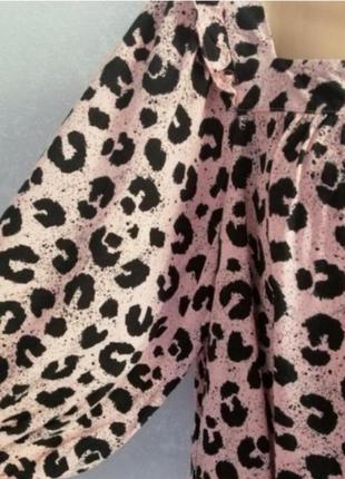 Свободная блуза леопард батал блузка пышный рукав3 фото