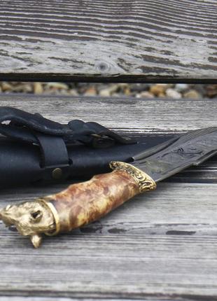 Охотничий нож кабан бронза ручной работы гранд презент н0216 фото