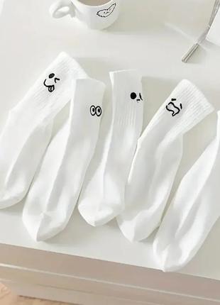 Набор белых носков со смайликами 5 пар4 фото