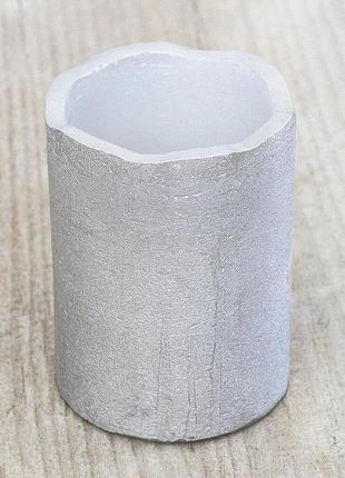 Світлодіодна свічка нічник сріблястий віск h10d7.5см гранд презент 83238003 фото