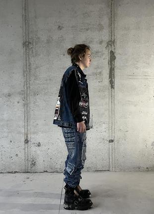 Punk rock patched painted spiked vest streetwear y2k sk8 vintage archive punk gothic opium avant  merch affliction  new rock3 фото