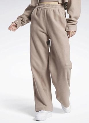 Штаны reebok classics reverse fleece wide leg pants beige hs03843 фото