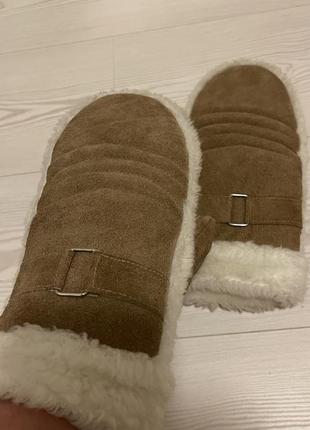 Стильні та теплі зимові товсті рукавиці з натуральної замші l1 фото