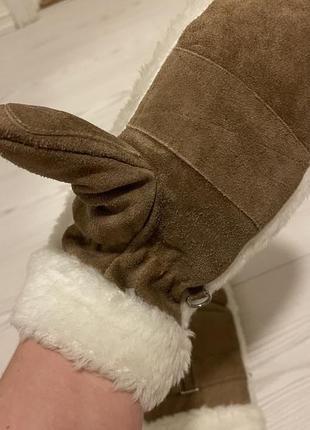 Стильні та теплі зимові товсті рукавиці з натуральної замші l4 фото