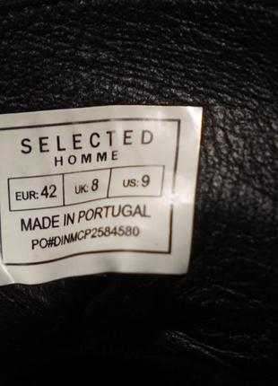 Эффектные высокие черные брогированные кожаные ботинки selected/homme дания 42 р.( 28 см.)4 фото