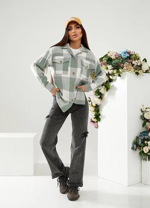 Теплая кашемировая рубашка в клетку