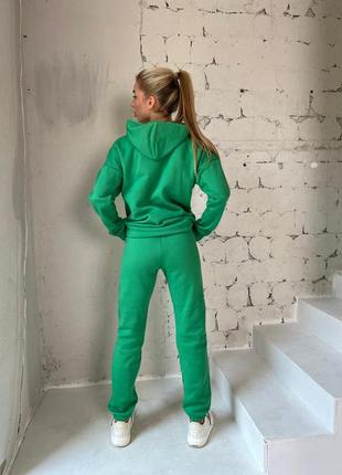 Спортивный женский костюм теплый тринитка на флисе xs/s/m/l/xl черный, серый, лаванда, зеленый, беж4 фото